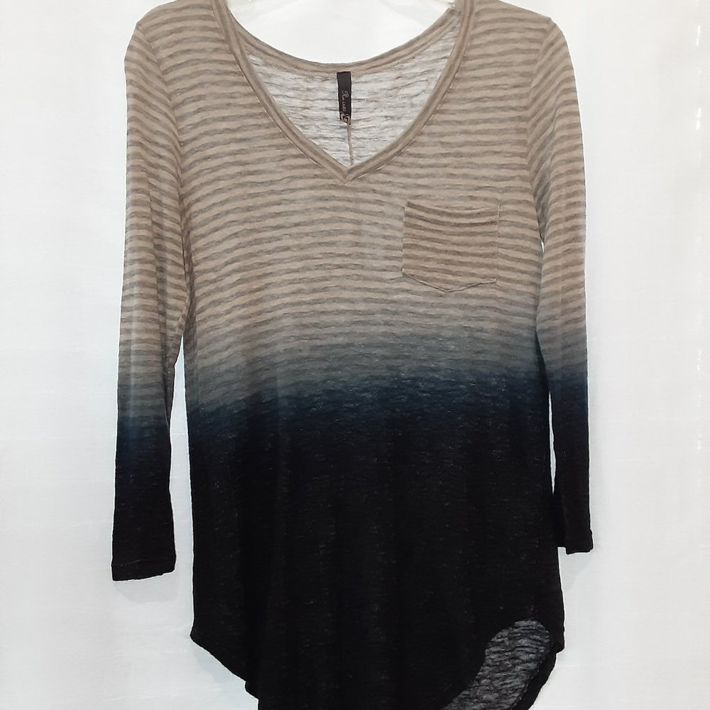 NU Label ¾ Length Striped Dip-Dyed Tee (M)